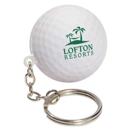 Custom Logo Golf Ball - Ball shaped stress reliever with key chain.