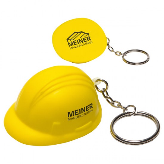 Custom Logo Hard Hat - Miscellaneous shape stress reliever attached to a key chain.