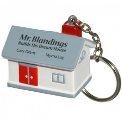 Custom Logo House shape stress reliever with key chain.