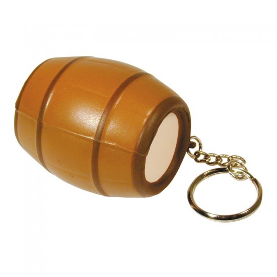 Custom Logo Squeezies (R) - Barrel shape stress reliever key holder.