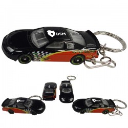 Custom Logo Nascar style 1/64 scale die cast keychain with side racing graphics.