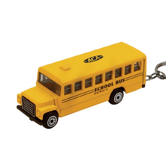 Custom Logo Die cast 1:60 scale miniature school bus key chain.