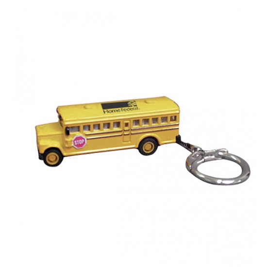 Custom Logo Die cast 1:60 scale miniature school bus key chain.