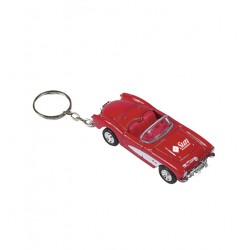 Custom Logo Die cast 1:60 scale miniature 1957 Chevrolet Corvette key chain.
