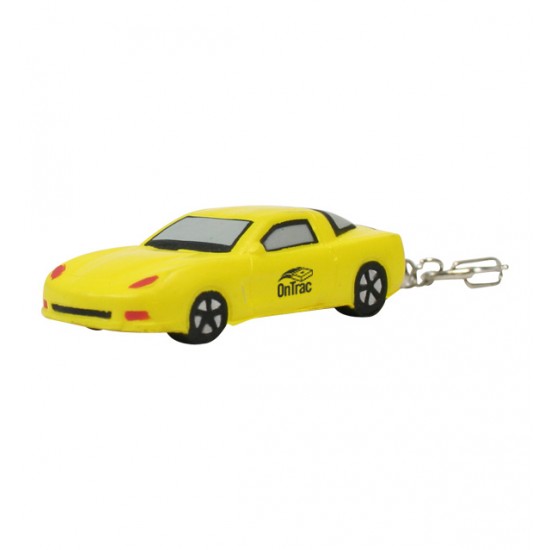 Custom Logo Yellow sports car style stress reliever key chain.