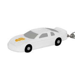 Custom Logo White NASCAR/stock car race stress reliever key chain.