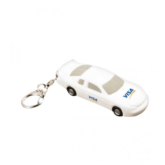 Custom Logo White NASCAR/stock car race stress reliever key chain.