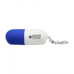 Custom Logo Blue-White - Pill capsule shaped key chain stress reliever. Custom Logo Blue-White - Pill capsule shaped key chain stress reliever.