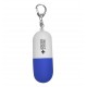 Custom Logo Blue-White - Pill capsule shaped key chain stress reliever.