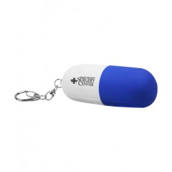 Custom Logo Blue-White - Pill capsule shaped key chain stress reliever. Custom Logo Blue-White - Pill capsule shaped key chain stress reliever.