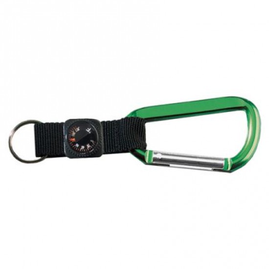 Custom Logo Lewis  - 80mm carabiner with thermometer in black strap.