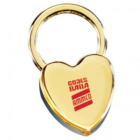 Custom Logo Brass heart shaped key tag with epoxy dome.
