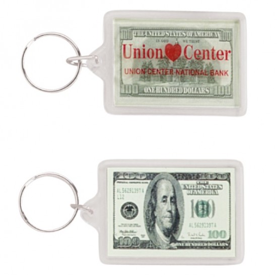 Custom Logo $100 Money Keychain