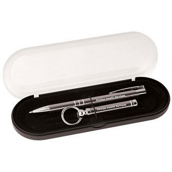 Custom Logo Triple Classic Pen & Key Ring Gift Set