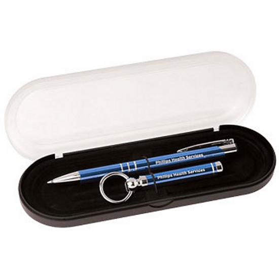 Custom Logo Triple Classic Pen & Key Ring Gift Set