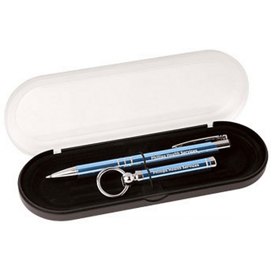 Custom Logo Triple Classic Pen & Key Ring Gift Set