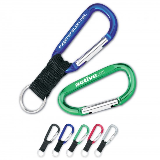 Custom Logo 8 Cm Carabiner w/ Black Lanyard