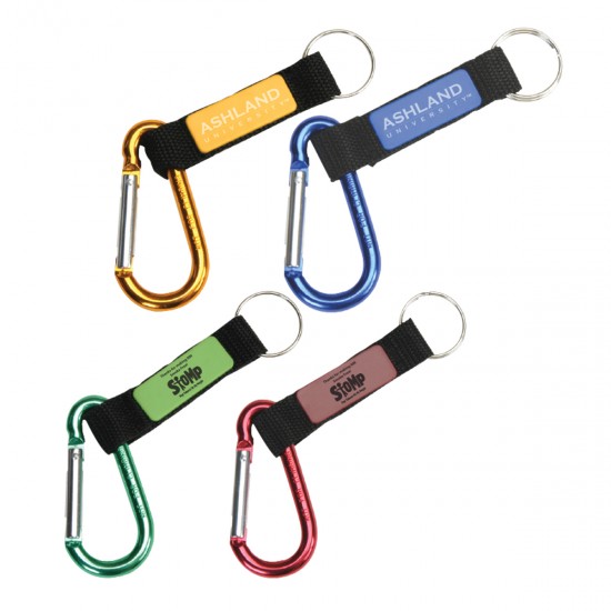 Custom Logo Anodized Carabiner w/ Tag Keyring