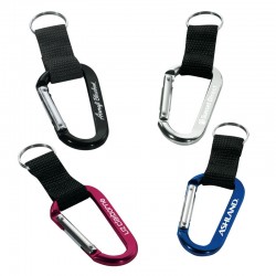 Custom Logo 70mm Carabiner w/ Web Strap & Split Ring Custom Logo 70mm Carabiner w/ Web Strap & Split Ring