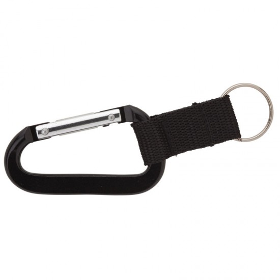 Custom Logo 70mm Carabiner w/ Web Strap & Split Ring