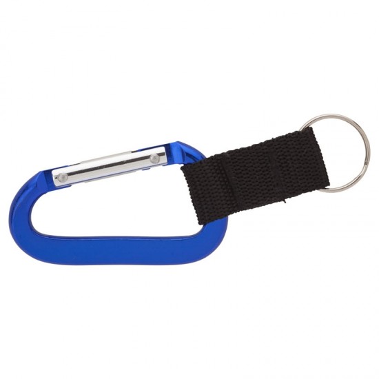 Custom Logo 70mm Carabiner w/ Web Strap & Split Ring