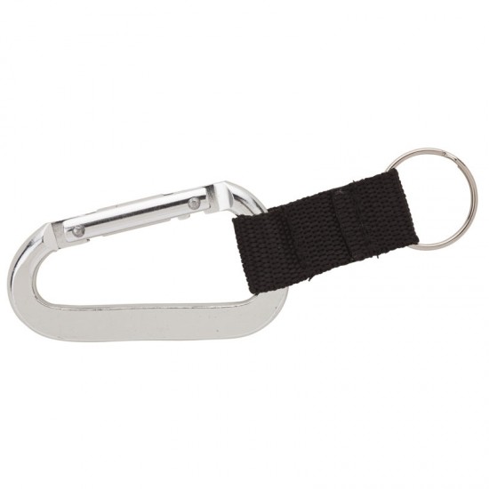 Custom Logo 70mm Carabiner w/ Web Strap & Split Ring