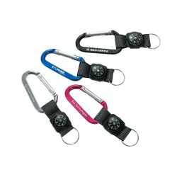 Custom Logo 70mm Carabiner w/ Compass, Web Strap & Split Ring Custom Logo 70mm Carabiner w/ Compass, Web Strap & Split Ring