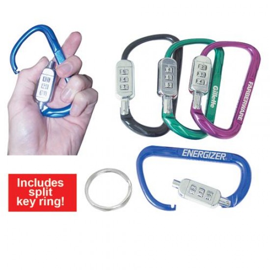 Custom Logo Forged Aluminum Carabiner Combination Lock