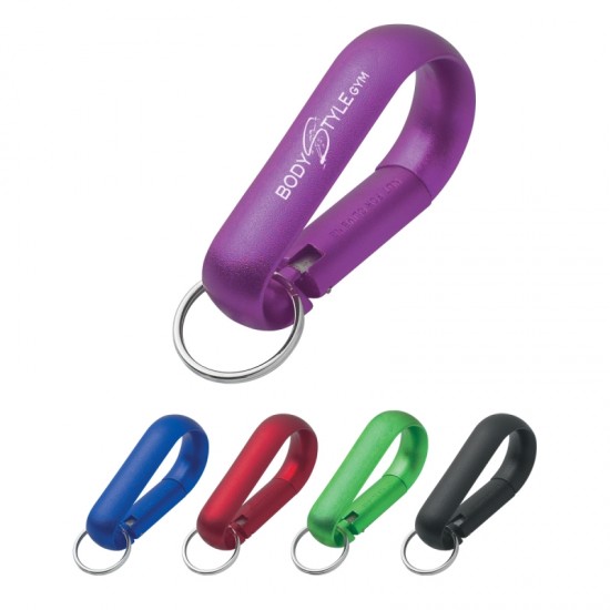 Custom Logo Wide Aluminum Carabiner With Key Ring