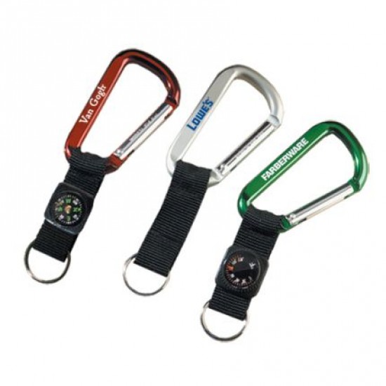 Custom Logo 80 mm Carabiner w/ Compass Strap