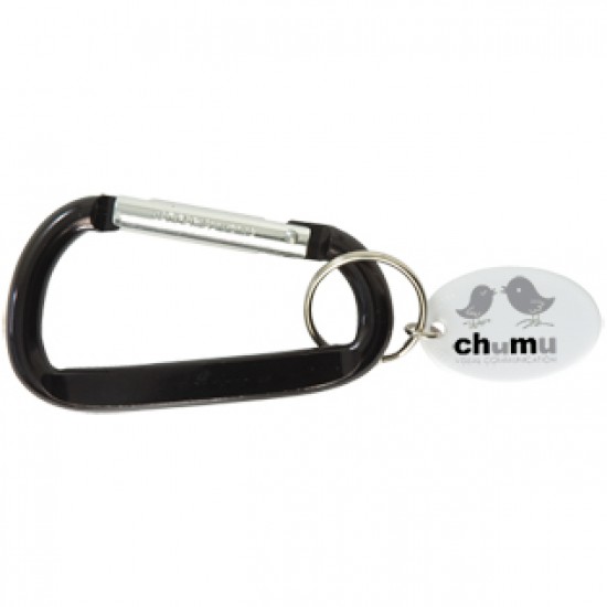 Custom Logo Carabiner Keytag w/ White Tag