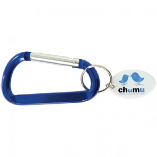 Custom Logo Carabiner Keytag w/ White Tag