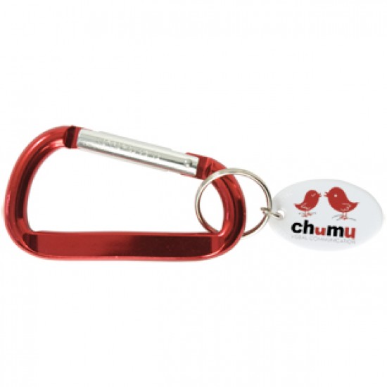 Custom Logo Carabiner Keytag w/ White Tag