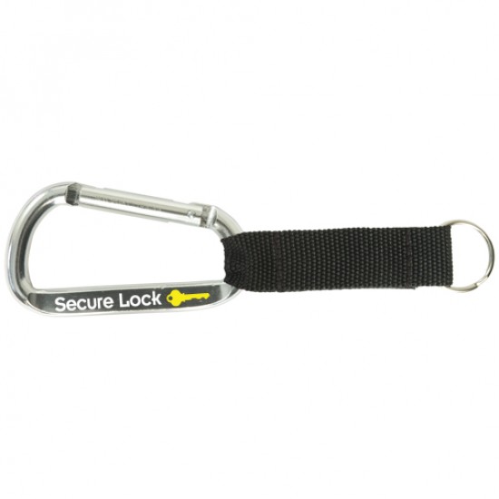 Custom Logo Carabiner Keytag w/ Black Nylon Strap