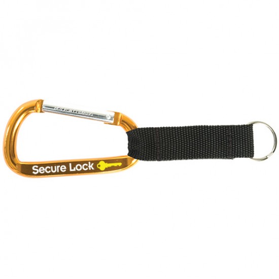 Custom Logo Carabiner Keytag w/ Black Nylon Strap