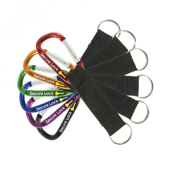 Custom Logo Small Carabiner Keytag w/ Black Nylon Strap