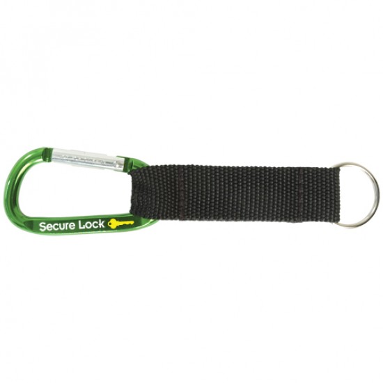 Custom Logo Small Carabiner Keytag w/ Black Nylon Strap