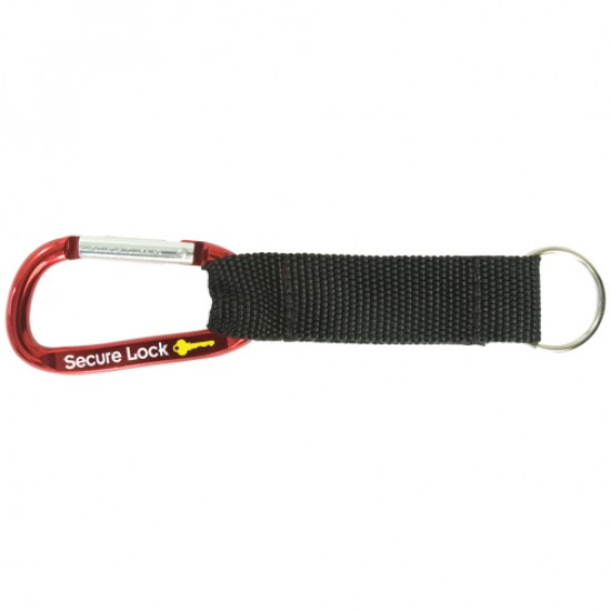 Custom Logo Small Carabiner Keytag w/ Black Nylon Strap