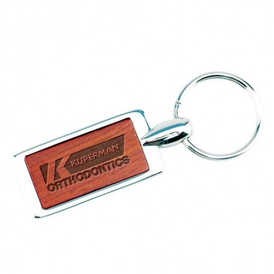 Custom Logo Rosewood Keychain w/Silver Accent