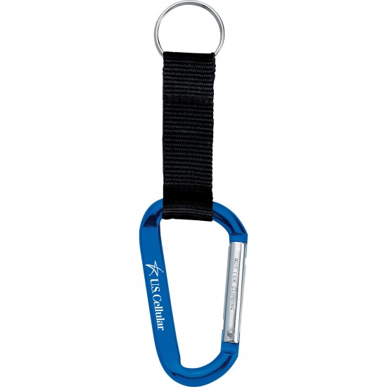 Custom Logo Carabiner w/ Strap & Split Ring