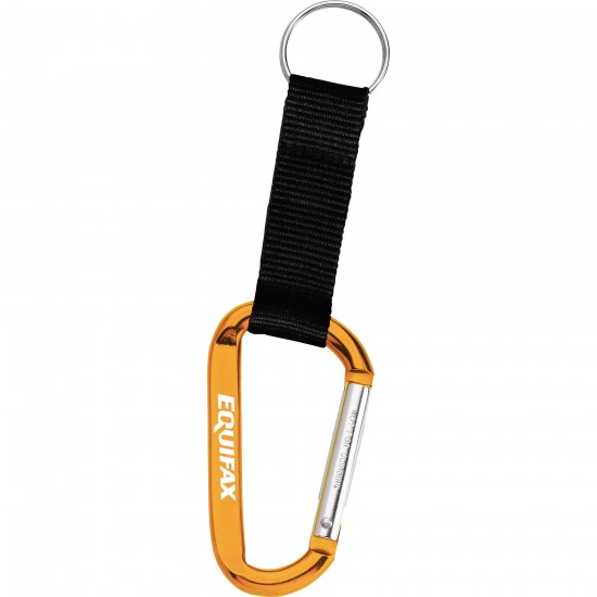 Custom Logo Carabiner w/ Strap & Split Ring