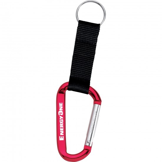 Custom Logo Carabiner w/ Strap & Split Ring