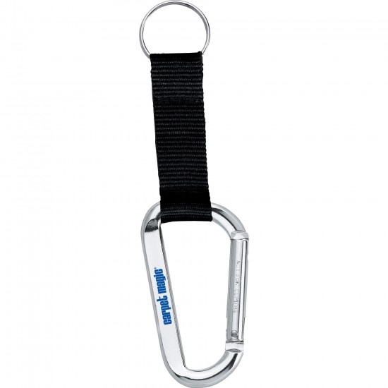 Custom Logo Carabiner w/ Strap & Split Ring